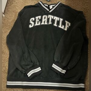 H&M Acid/Stone Wash Varsity Seattle V-Neck Sweatshirt